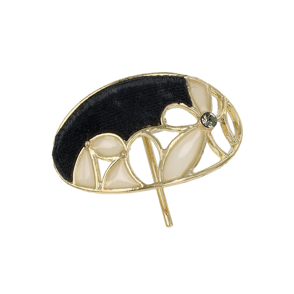 Velvet and Floral Detail Oval Pony Hook