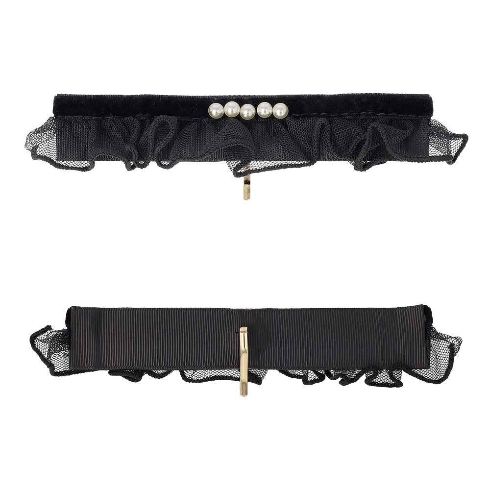 Black Lace Pearl Accent Pony Hook