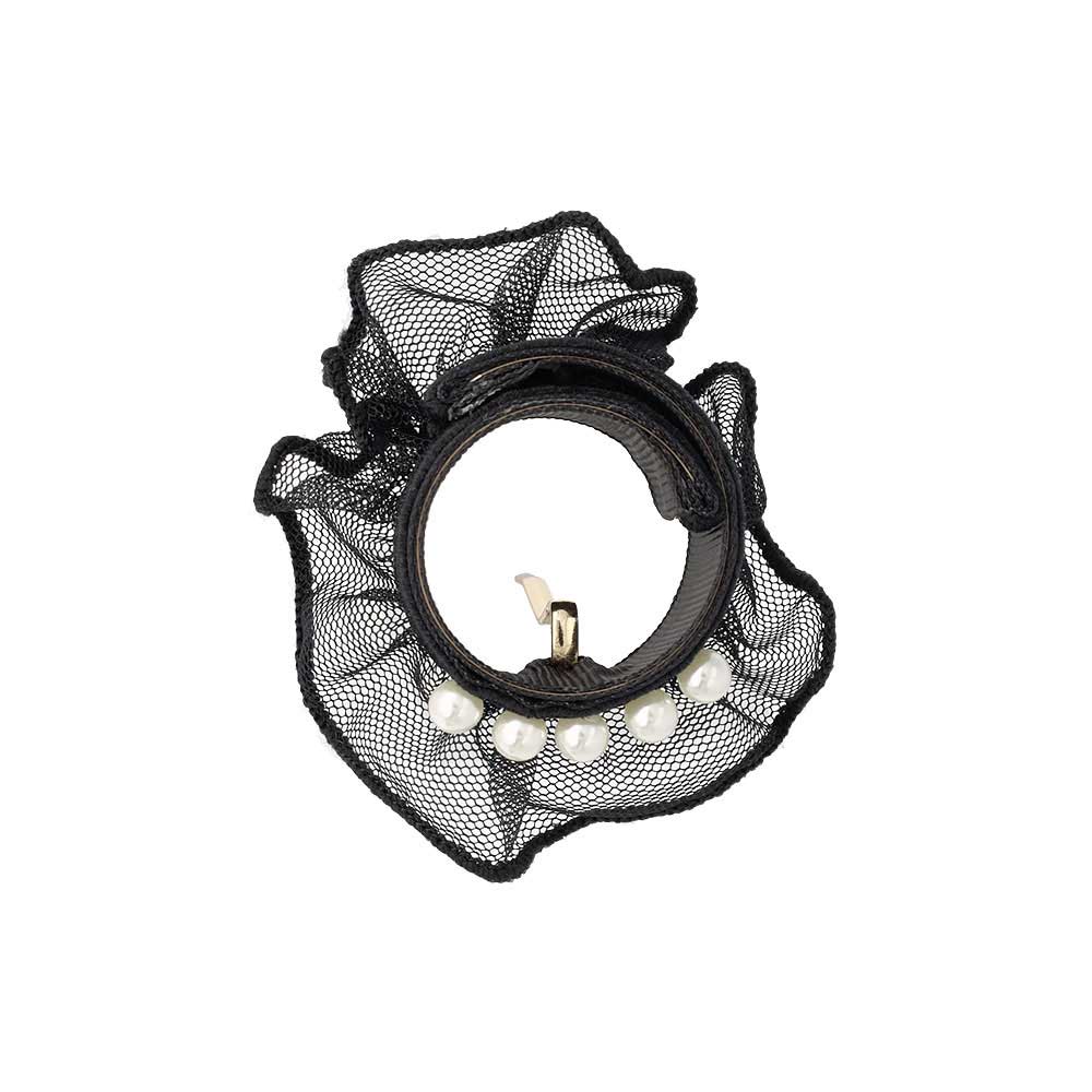 Black Lace Pearl Accent Pony Hook