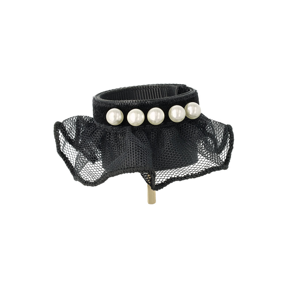 Black Lace Pearl Accent Pony Hook