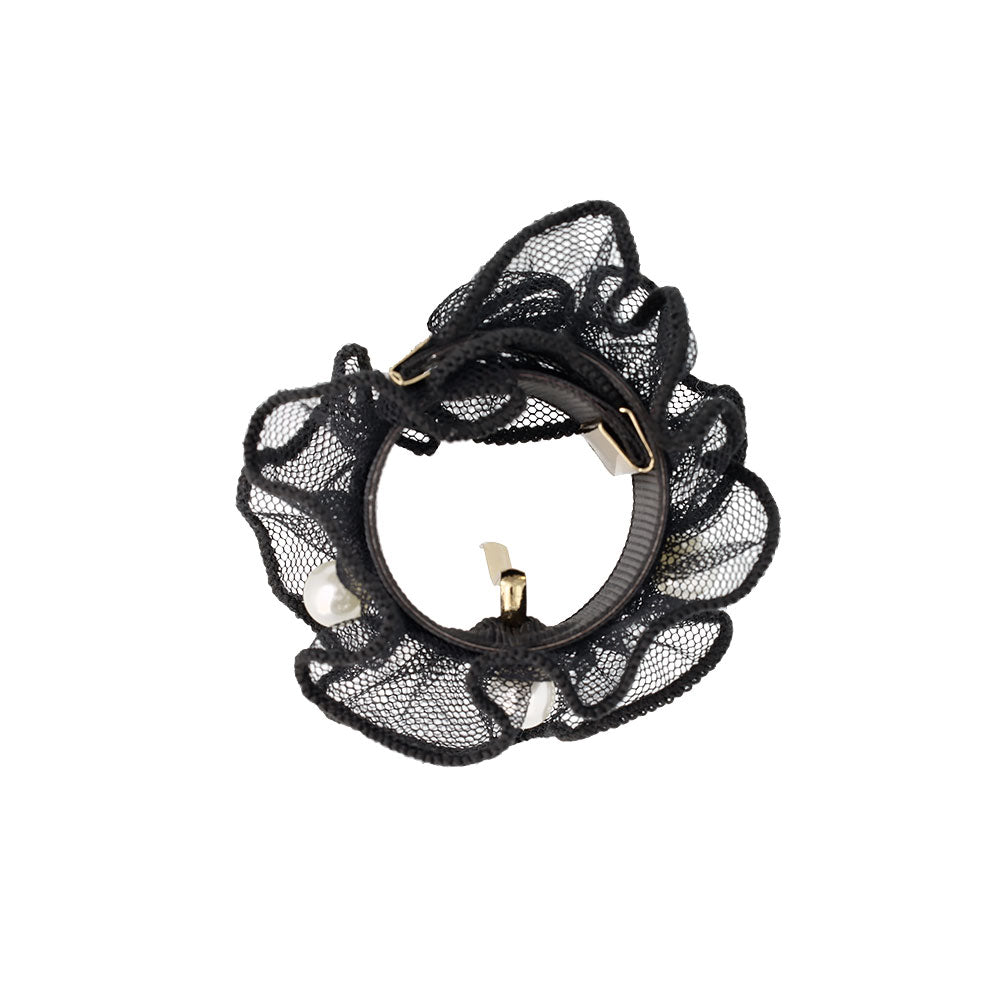 Black Lace Pearl Accent Pony Hook