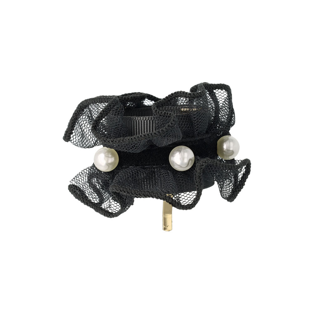 Black Lace Pearl Accent Pony Hook