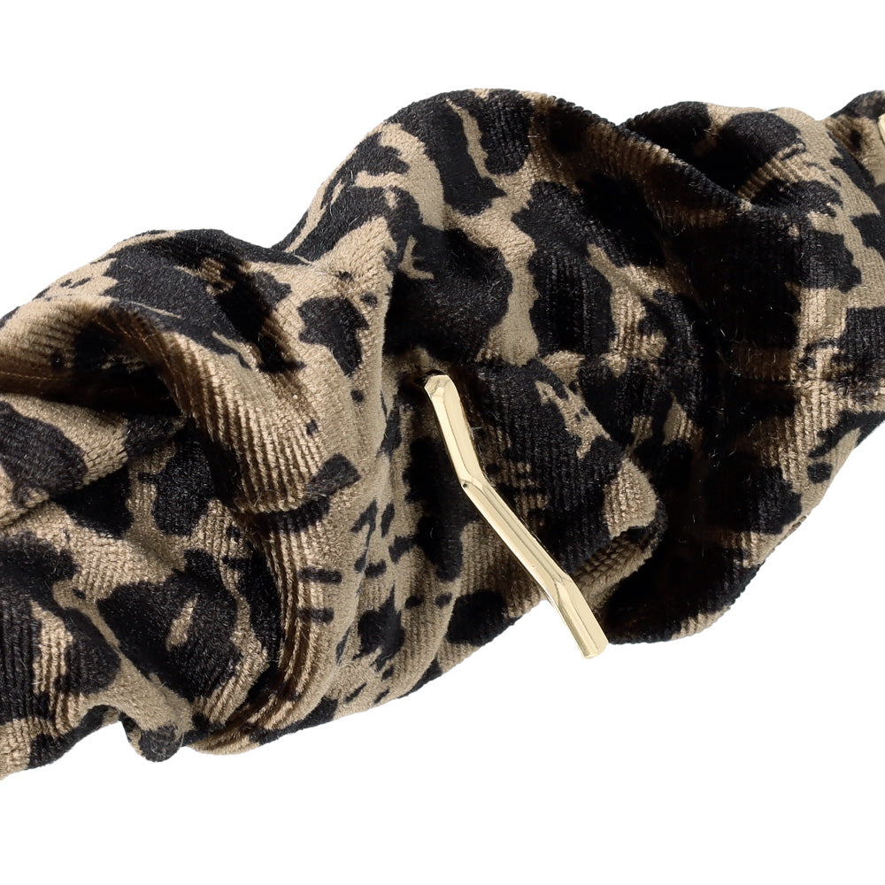 Leopard Pattern Ruffle Band Pony Hook
