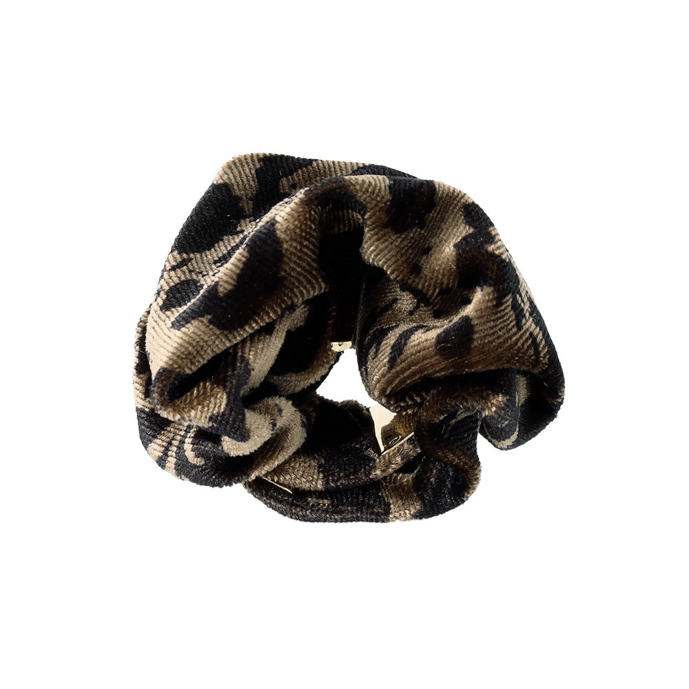 Leopard Pattern Ruffle Band Pony Hook