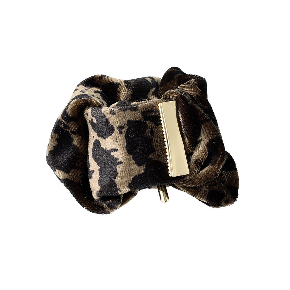 Leopard Pattern Ruffle Band Pony Hook