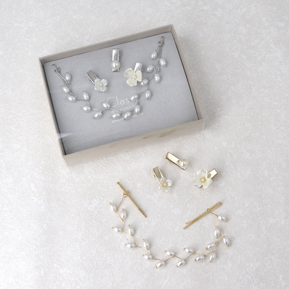 Pearly Hair Vine and Pinch Clip Set