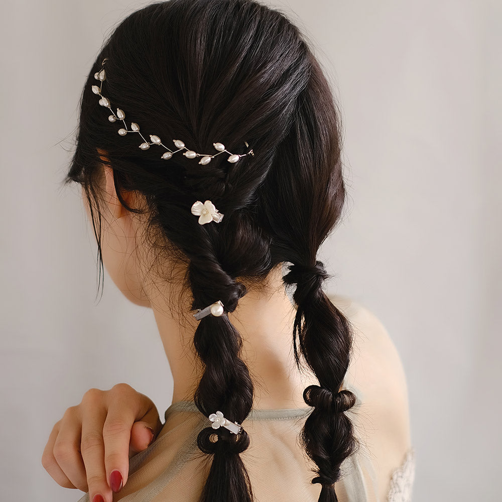 Pearly Hair Vine and Pinch Clip Set