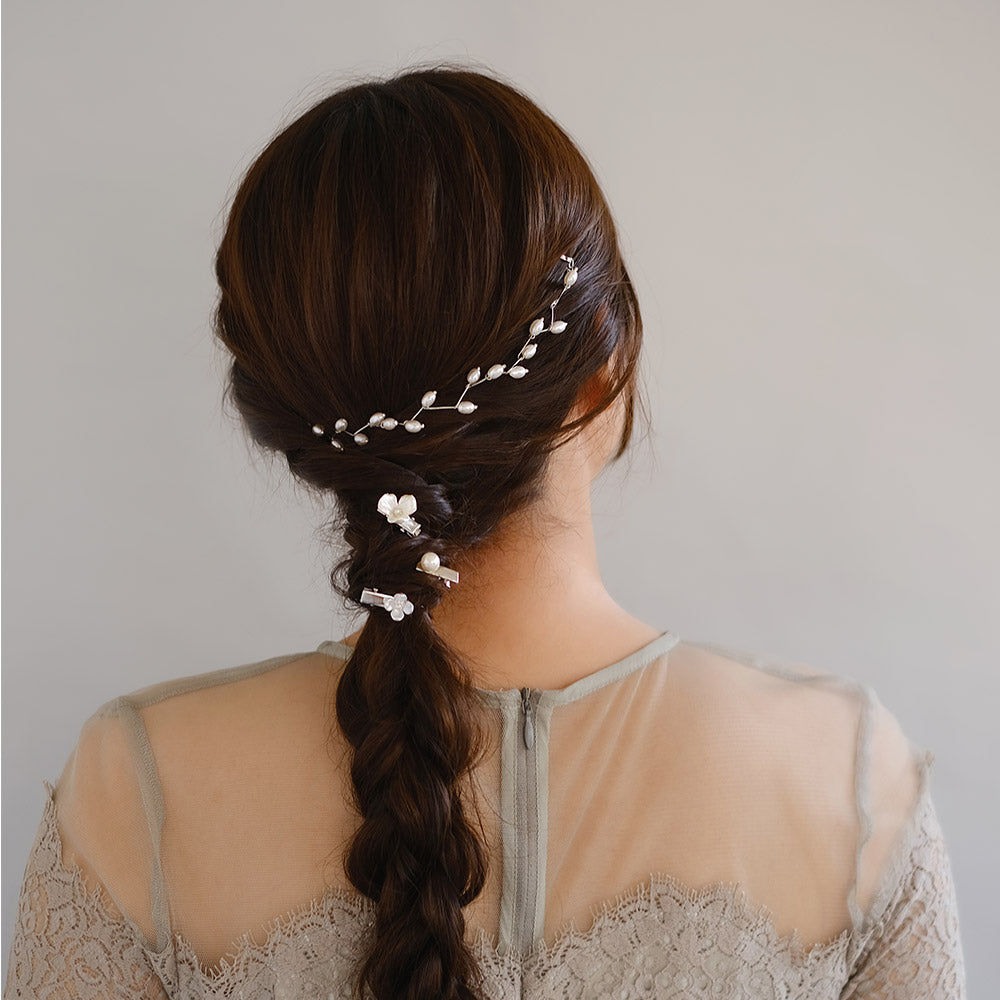 Pearly Hair Vine and Pinch Clip Set