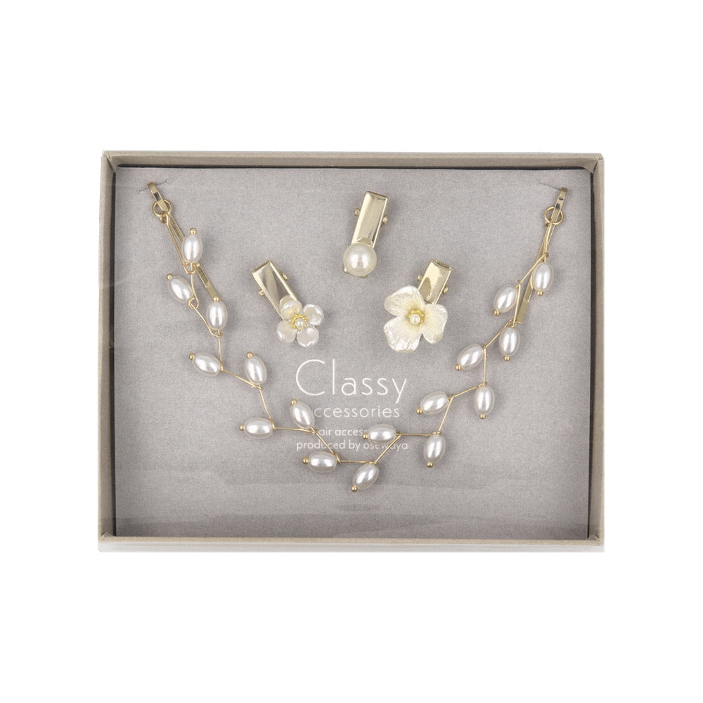 Pearly Hair Vine and Pinch Clip Set