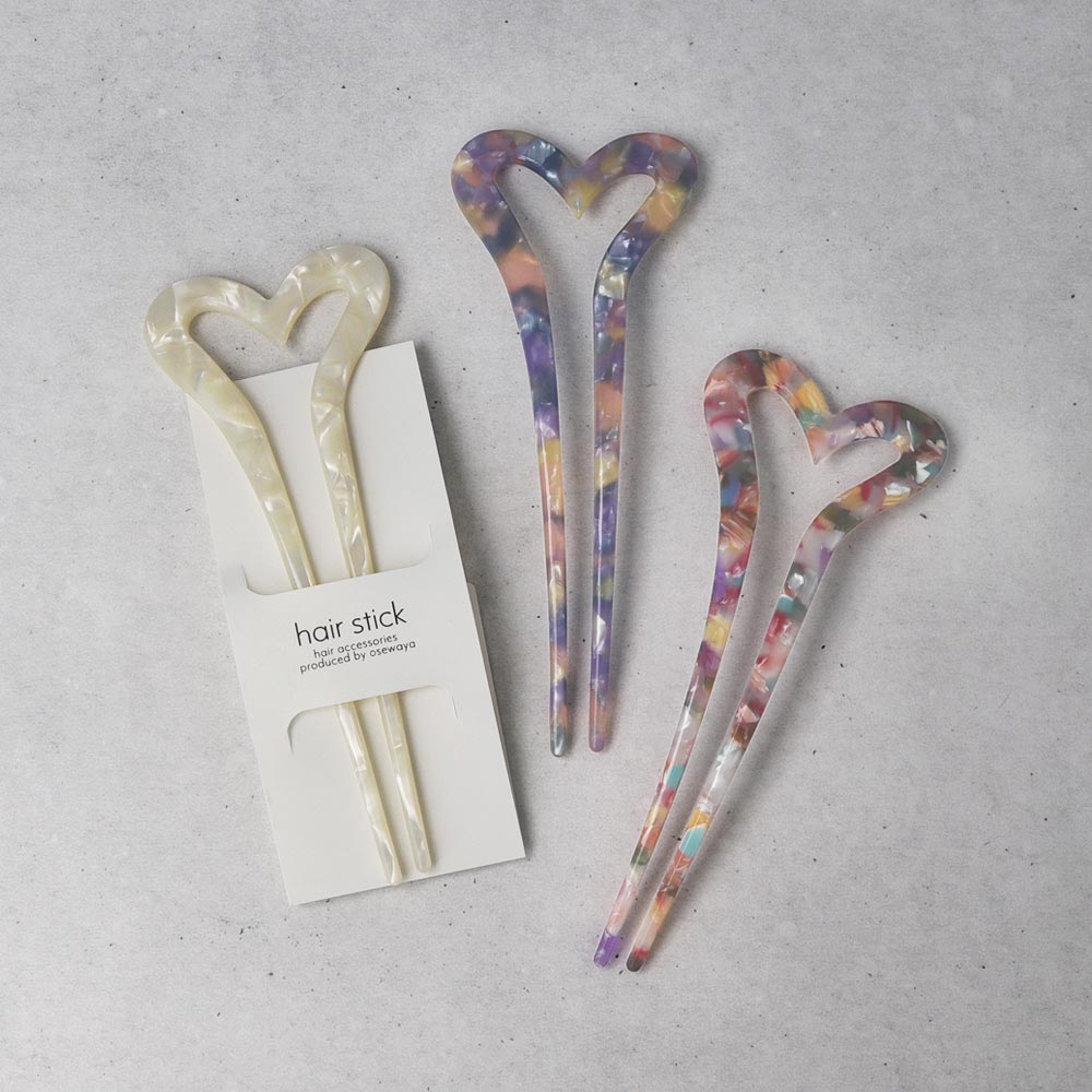 Marble Heart Shaped Hair Stick