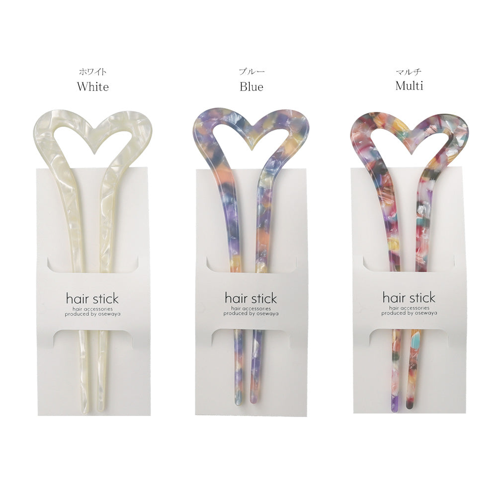 Marble Heart Shaped Hair Stick