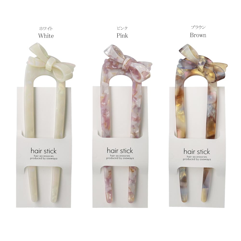 Marble Bowknot Hair Stick