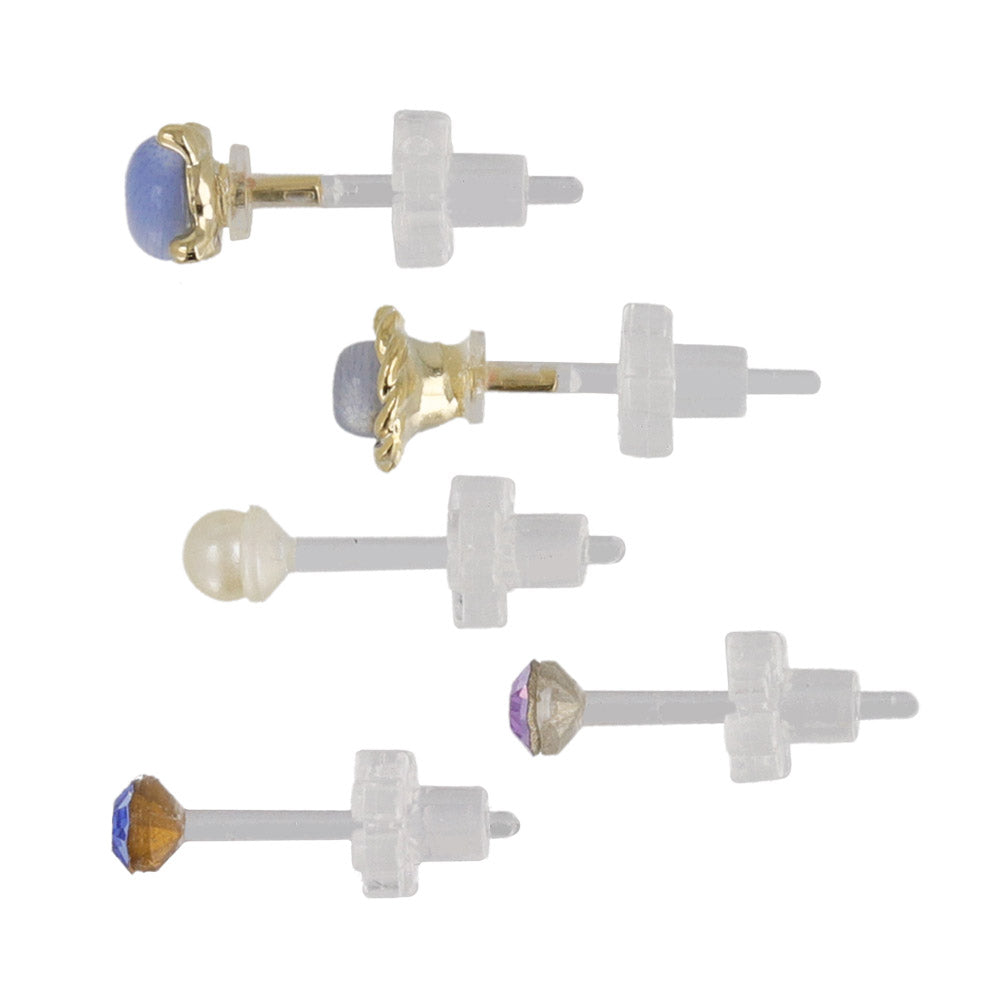 Mixed Round Plastic Post Stud Earring Set