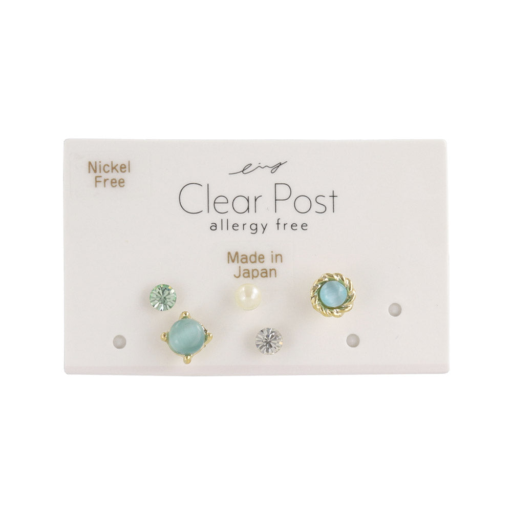 Mixed Round Plastic Post Stud Earring Set