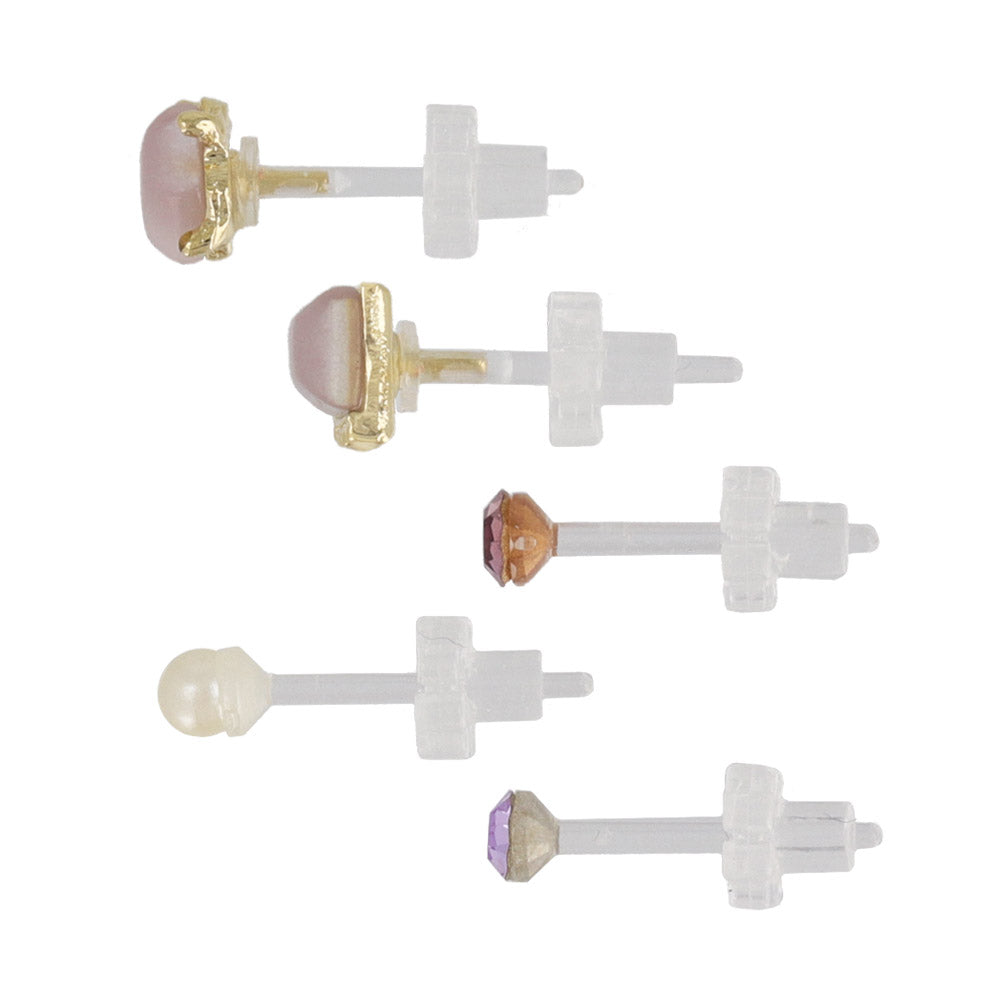 Square and Round Plastic Post Stud Earring Set