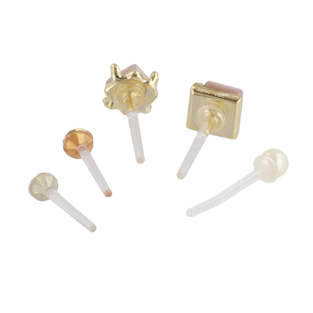 Square and Round Plastic Post Stud Earring Set