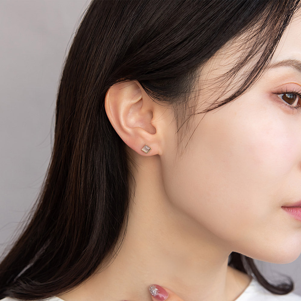 Square and Round Plastic Post Stud Earring Set