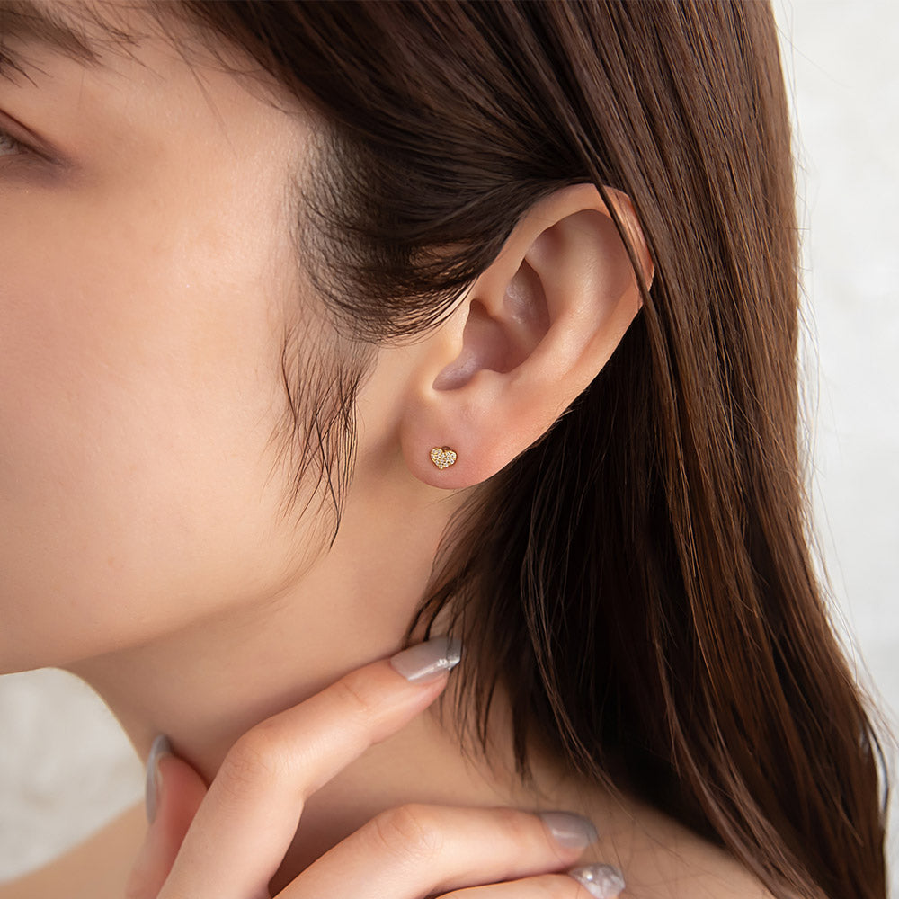 Small Pave Heart Plastic Earrings