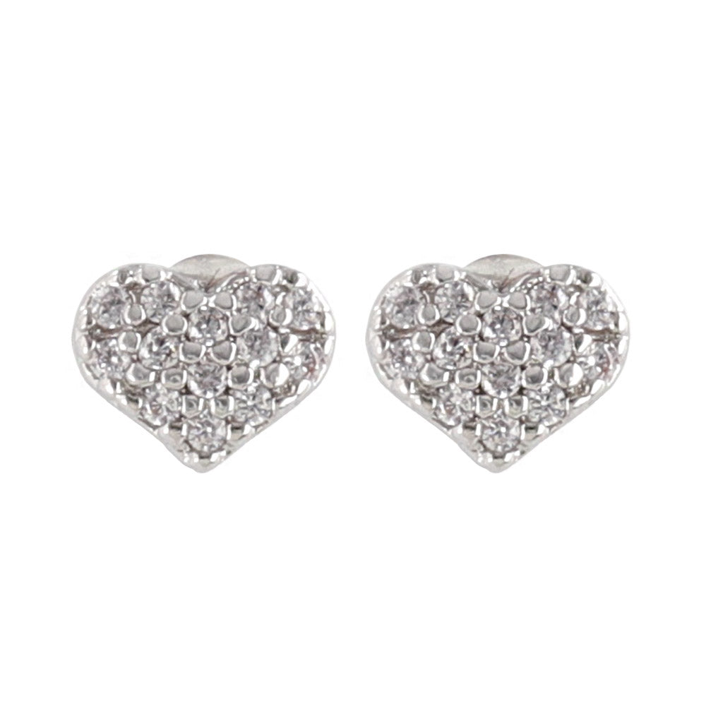 Small Pave Heart Plastic Earrings