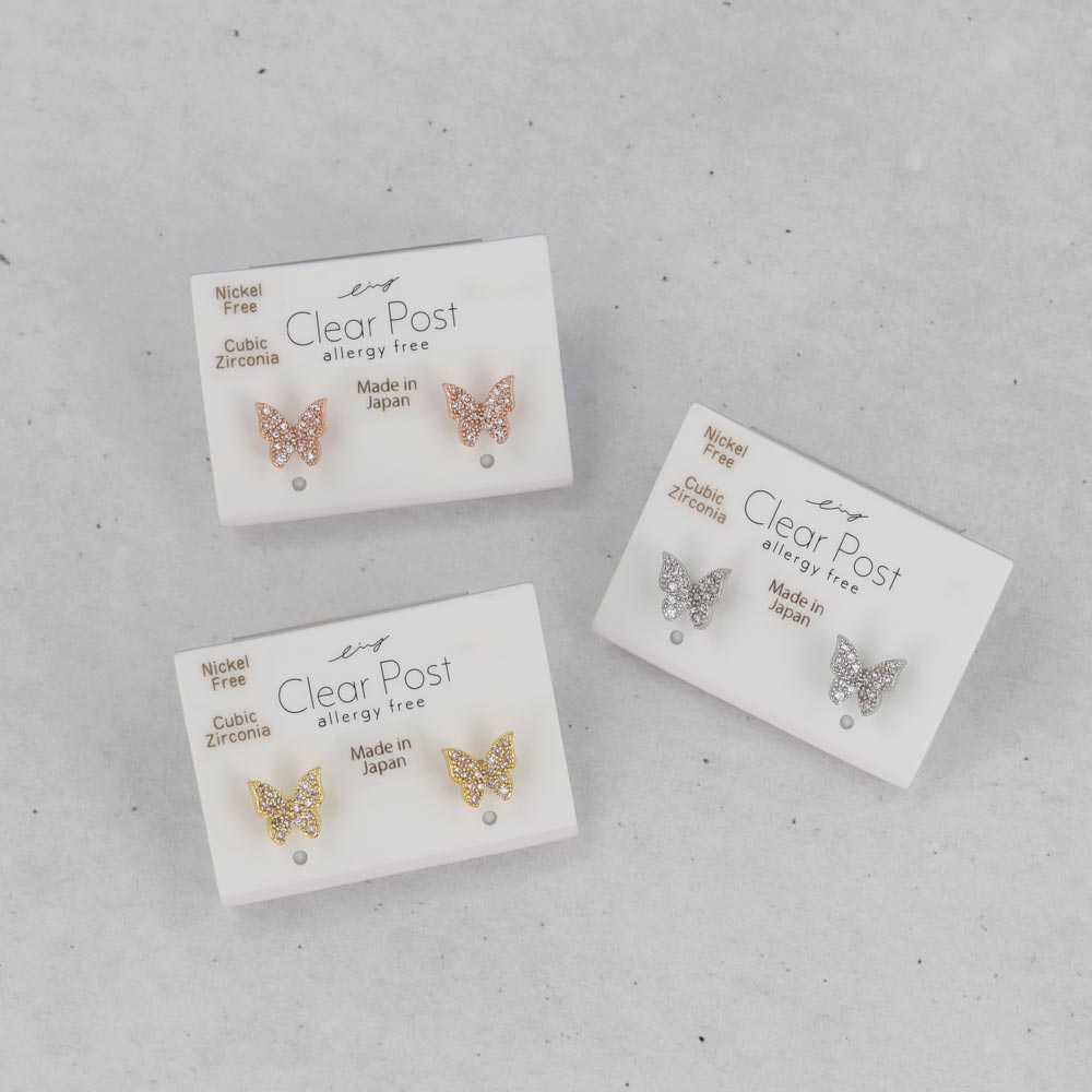 Small Pave Butterfly Plastic Earrings