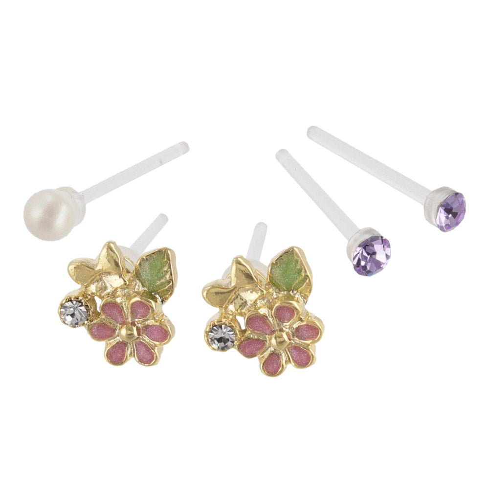 Flower and Butterfly Plastic Stud Set