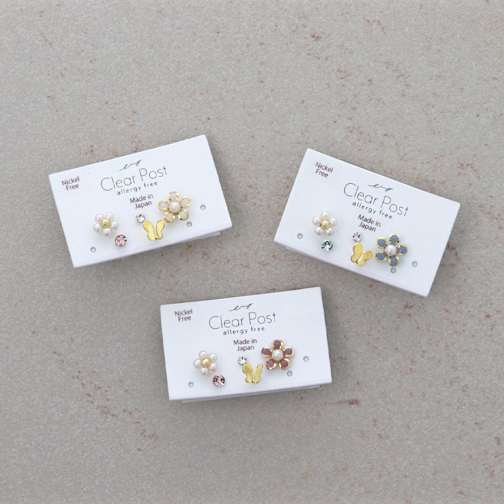 Flower and Butterfly Mixed Plastic Stud Set