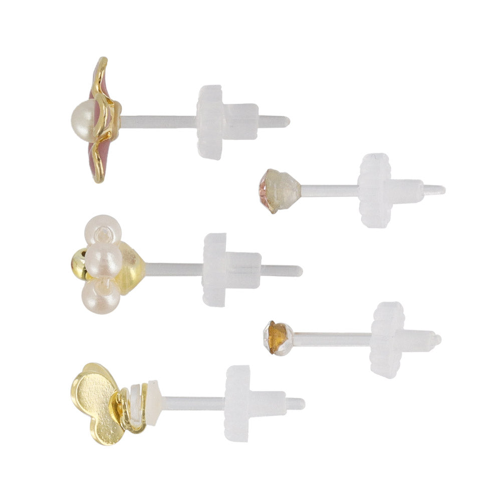 Flower and Butterfly Mixed Plastic Stud Set