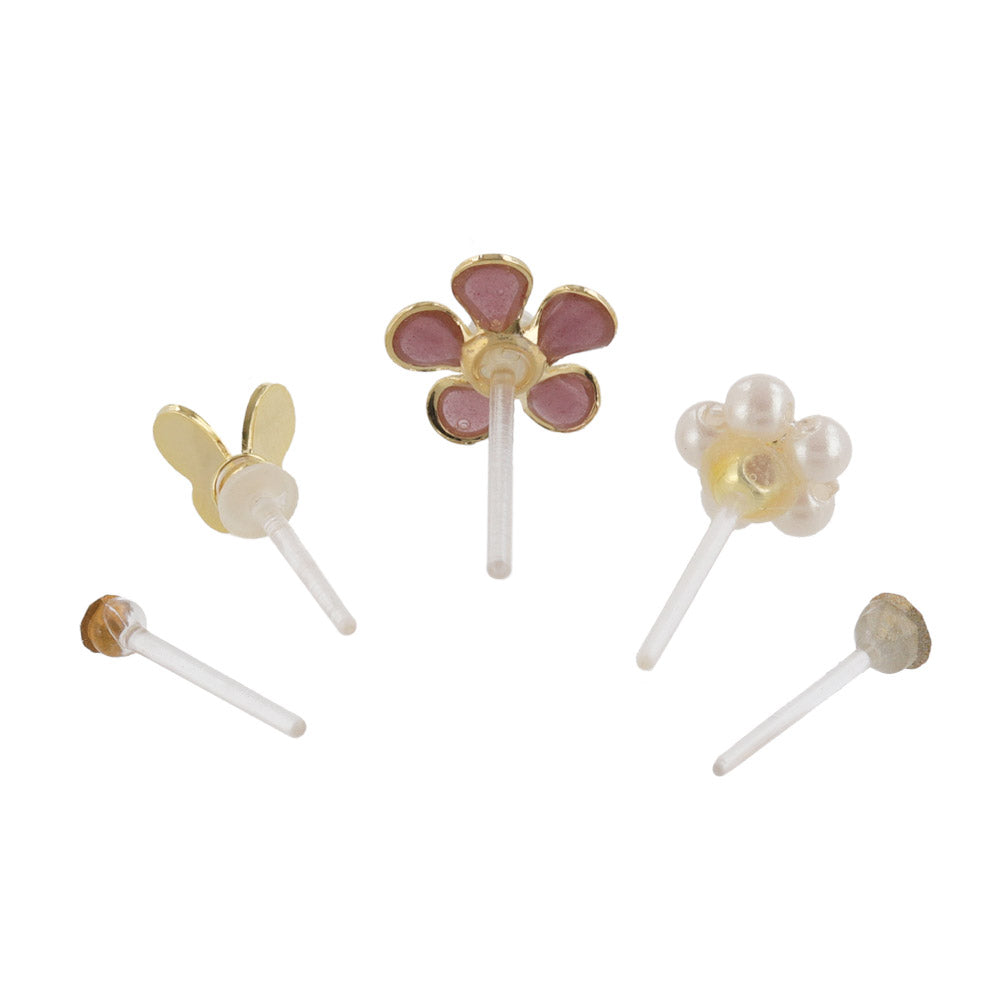 Flower and Butterfly Mixed Plastic Stud Set