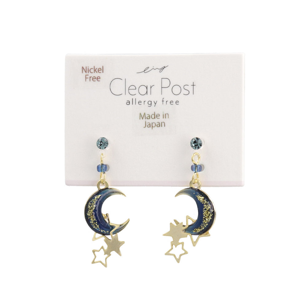 Starlit Blue Moon Drop Plastic Earrings