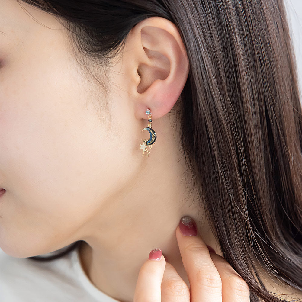 Starlit Blue Moon Drop Plastic Earrings