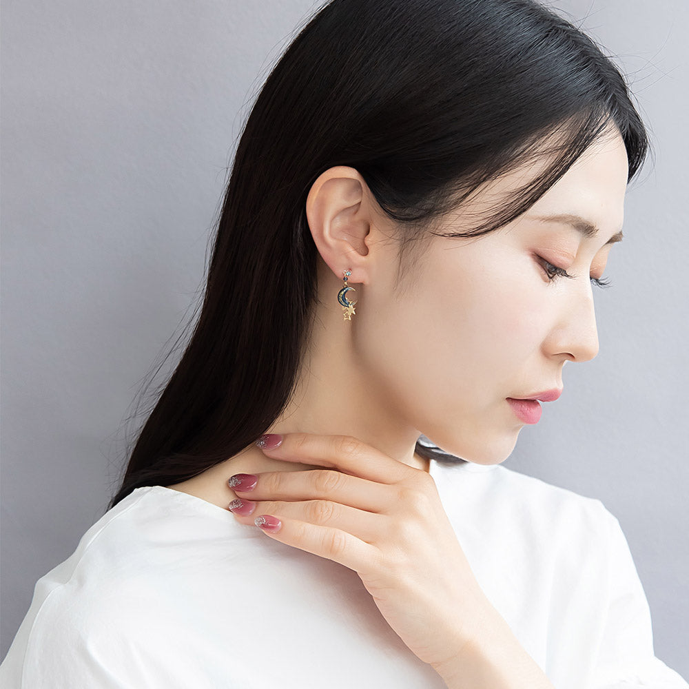 Starlit Blue Moon Drop Plastic Earrings