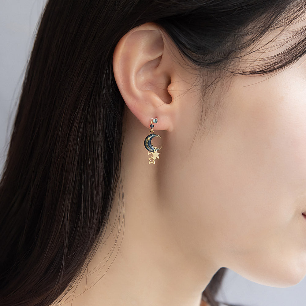 Starlit Blue Moon Drop Plastic Earrings