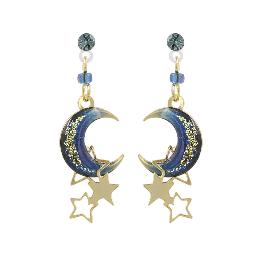 Starlit Blue Moon Drop Plastic Earrings