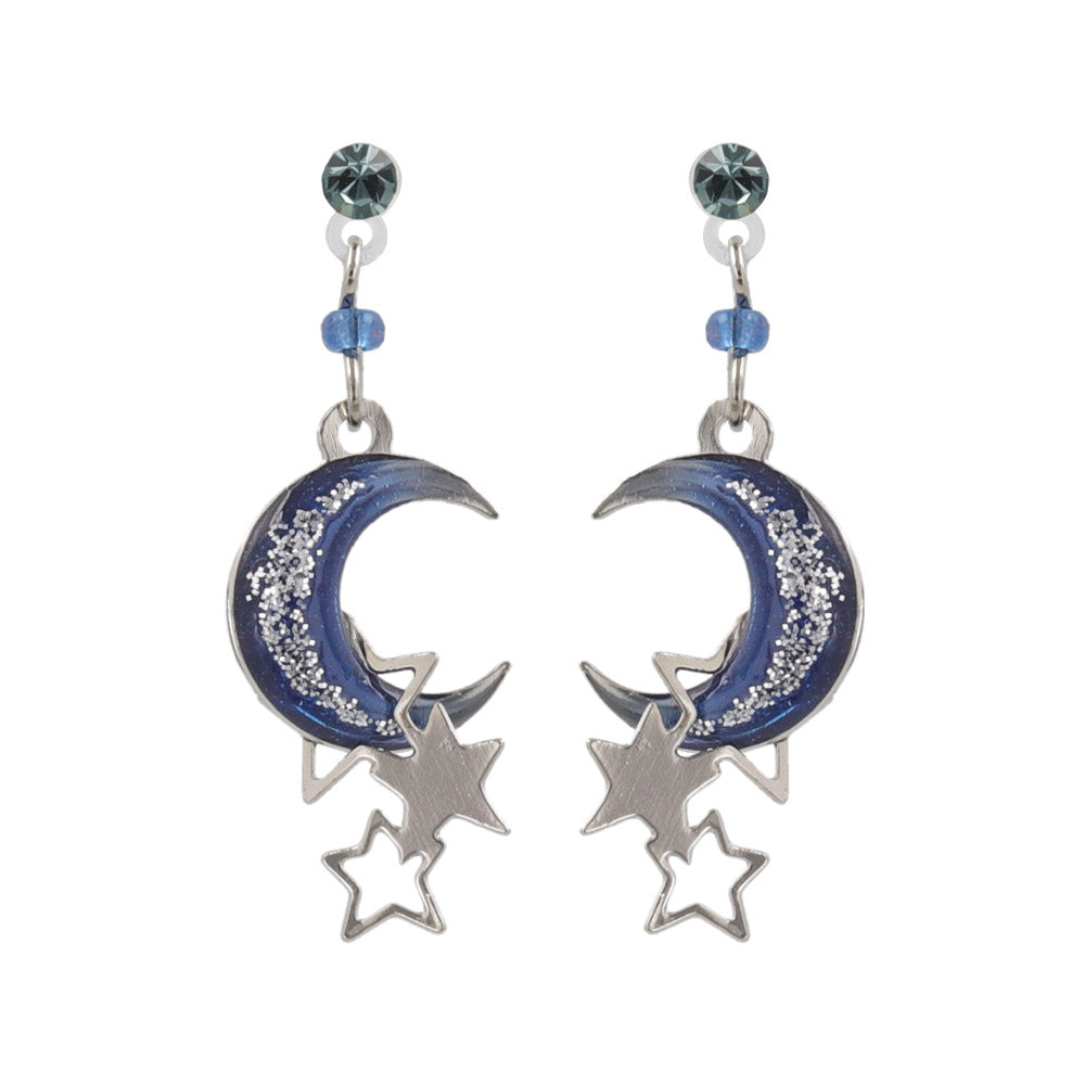 Starlit Blue Moon Drop Plastic Earrings