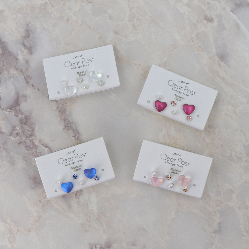 Clear Heart Plastic Earring Pack