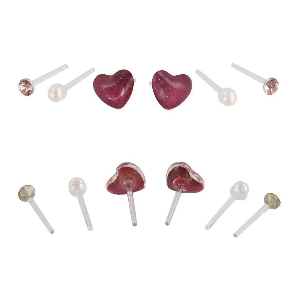 Clear Heart Plastic Earring Pack