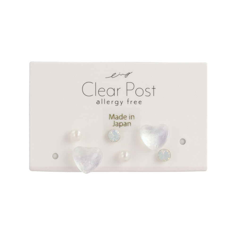 Clear Heart Plastic Earring Pack