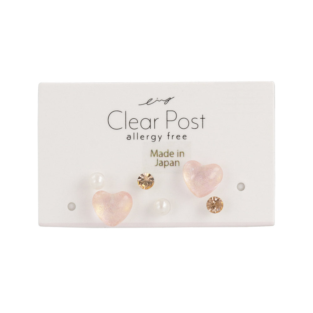 Clear Heart Plastic Earring Pack