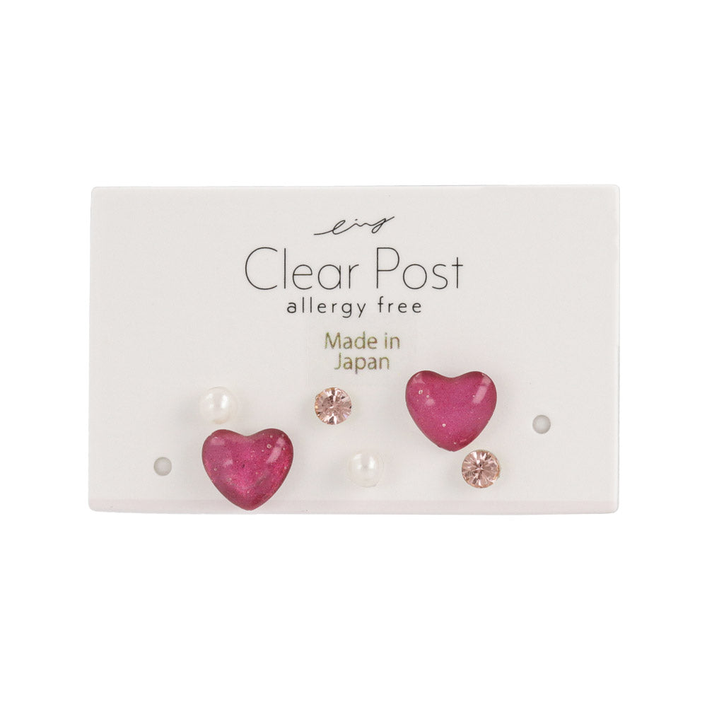 Clear Heart Plastic Earring Pack