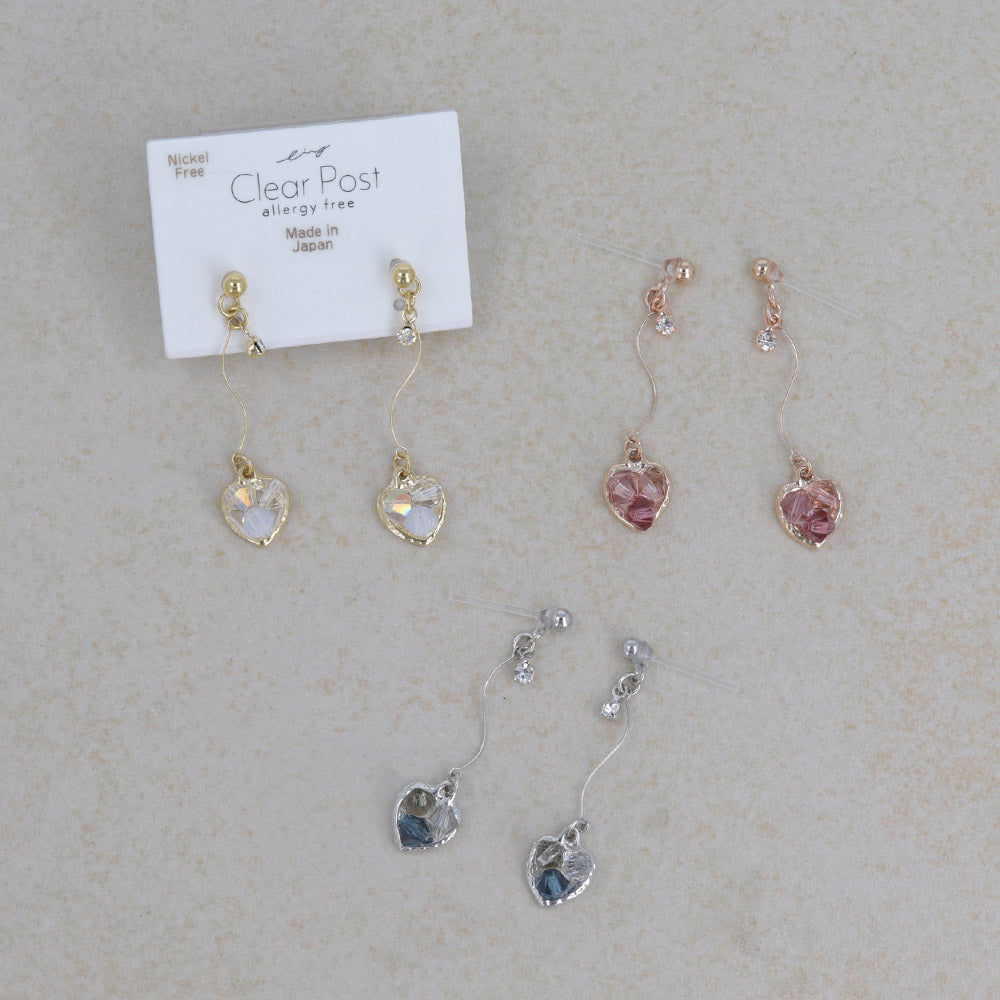 Beaded Heart Dangle Plastic Earrings