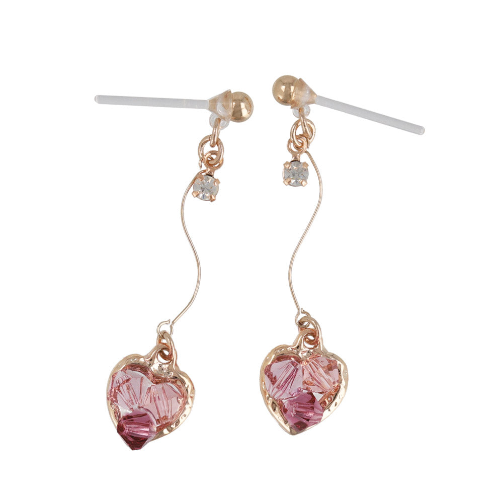 Beaded Heart Dangle Plastic Earrings