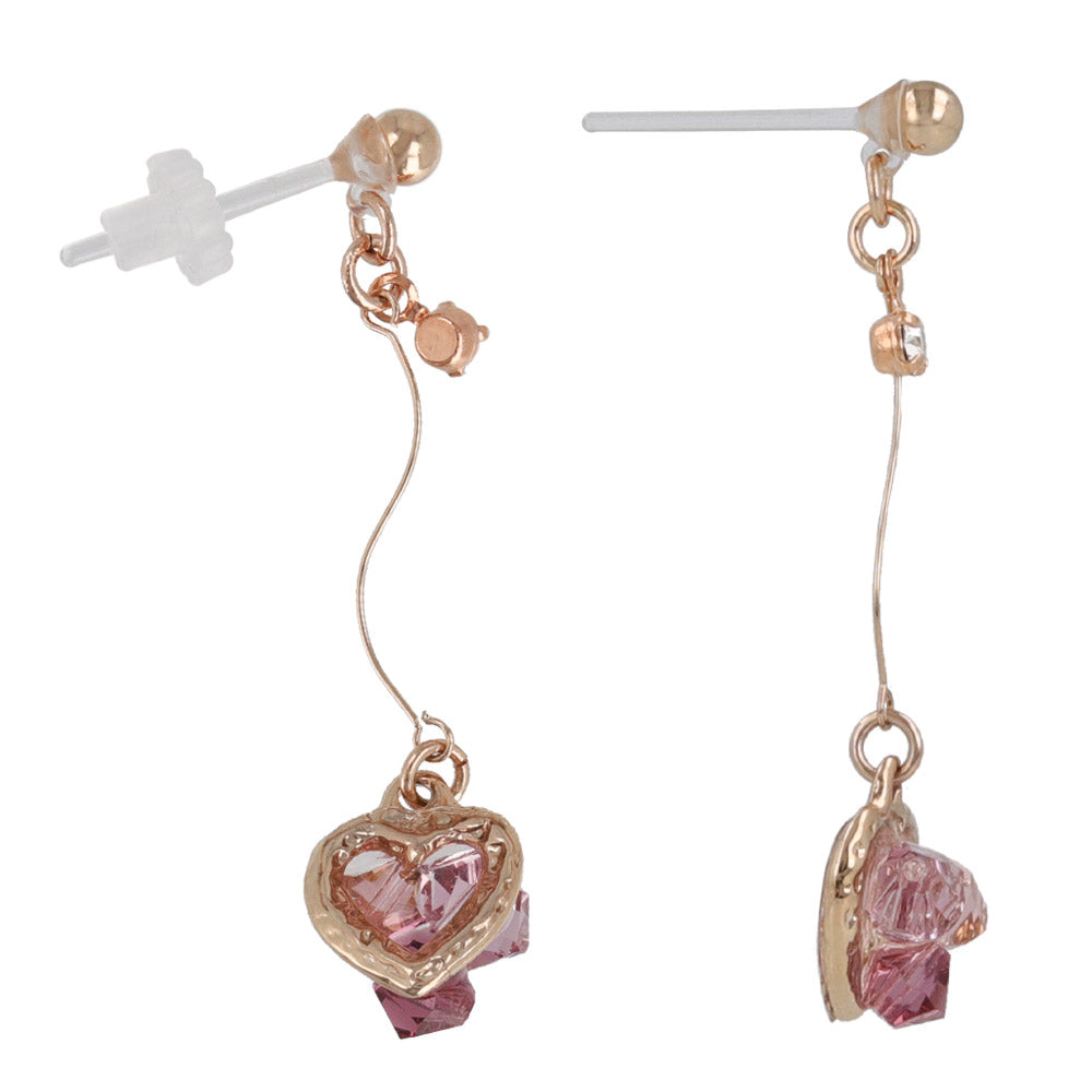 Beaded Heart Dangle Plastic Earrings