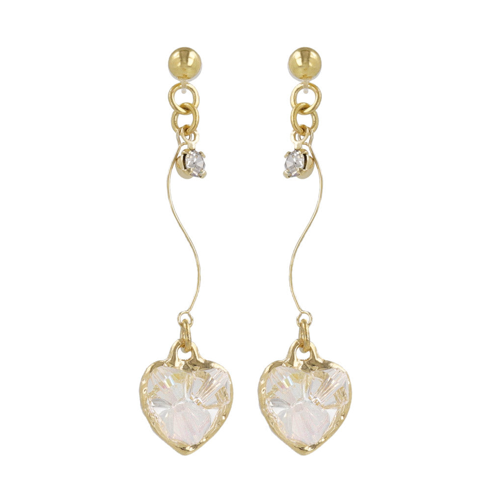 Beaded Heart Dangle Plastic Earrings
