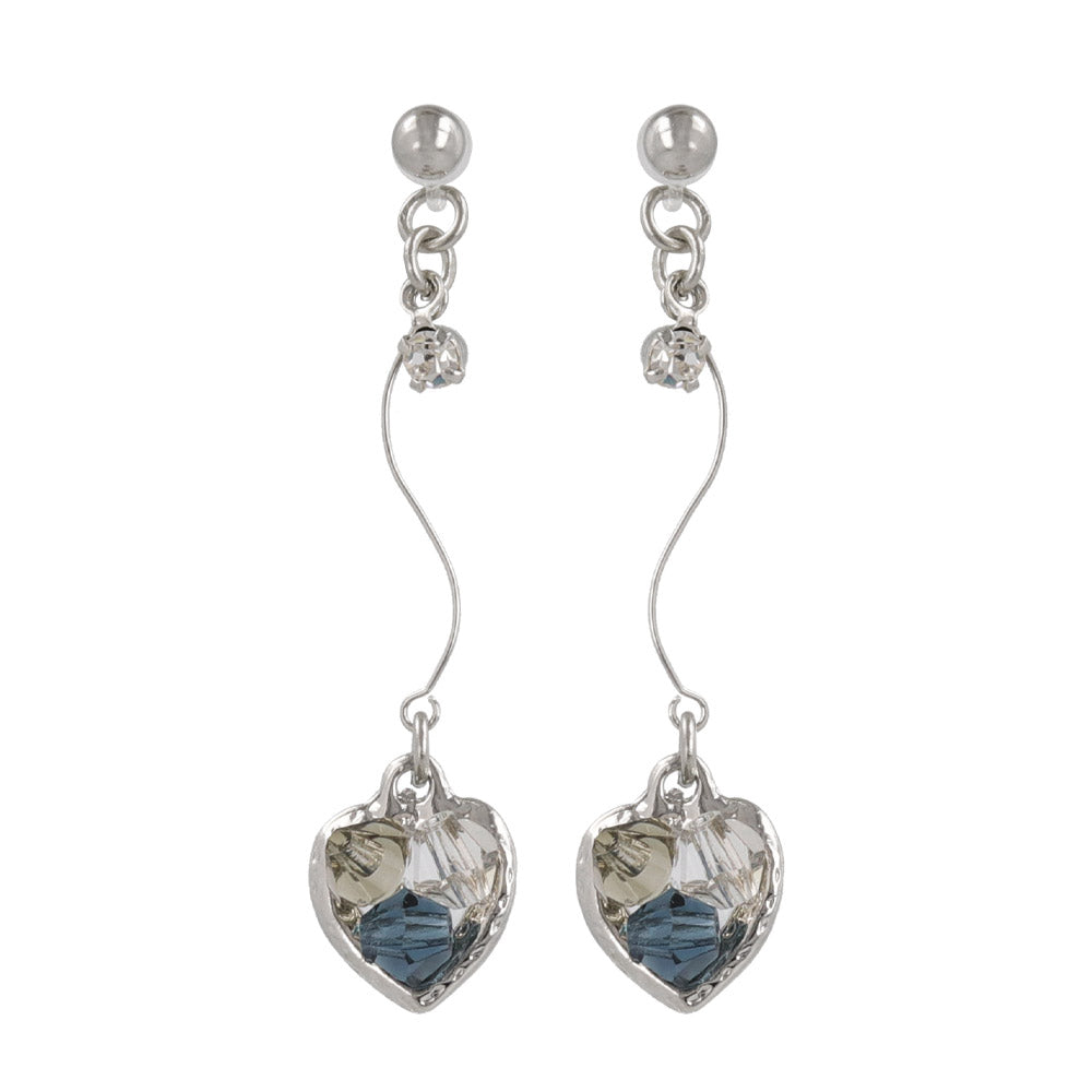 Beaded Heart Dangle Plastic Earrings