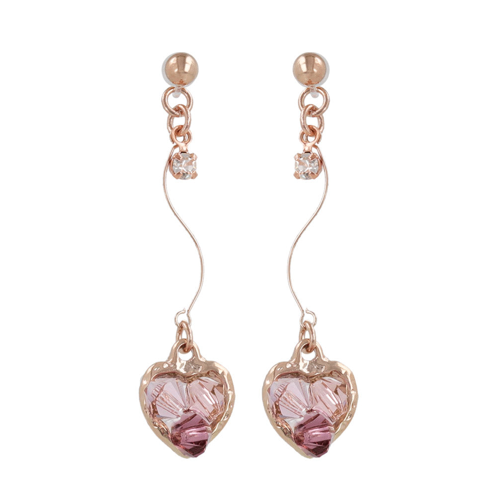 Beaded Heart Dangle Plastic Earrings