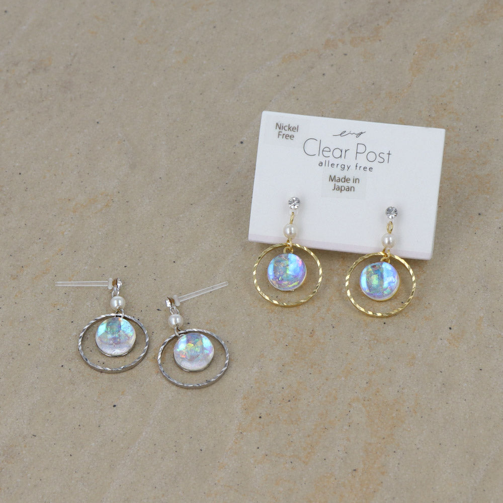 Iridescent Circle Drop Plastic Earrings - osewaya