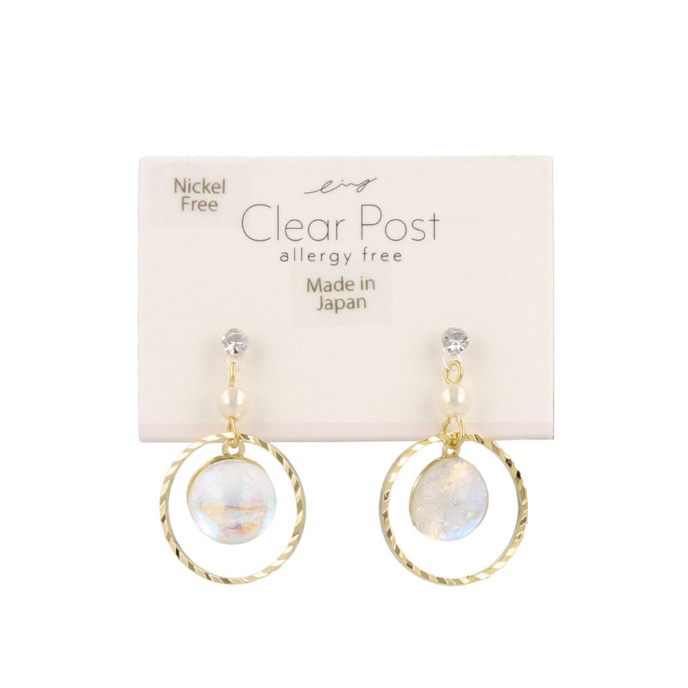 Iridescent Circle Drop Plastic Earrings
