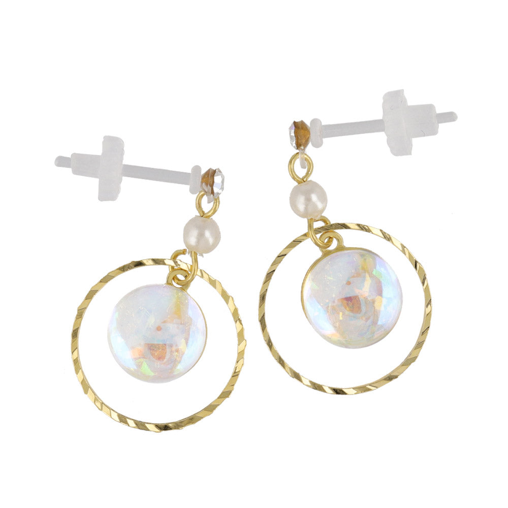 Iridescent Circle Drop Plastic Earrings