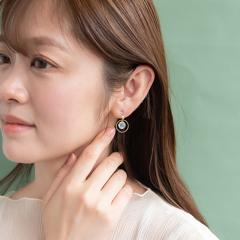 Iridescent Circle Drop Plastic Earrings