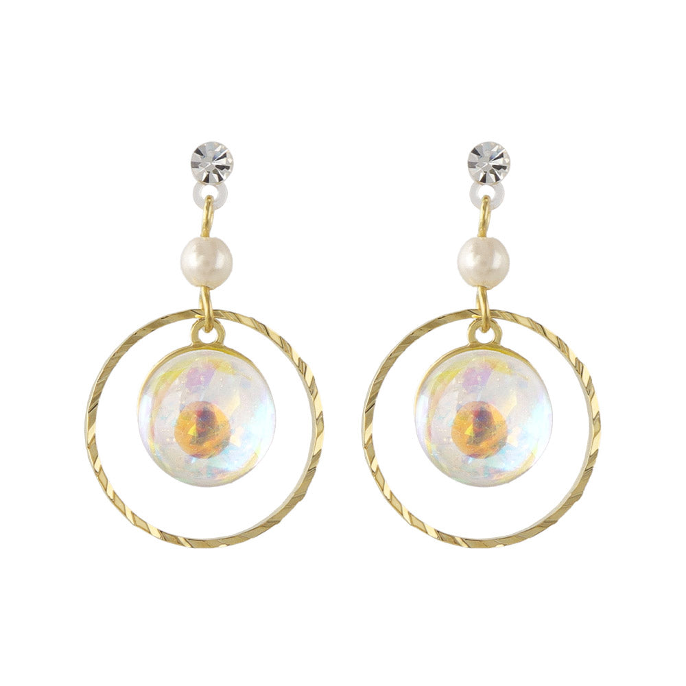 Iridescent Circle Drop Plastic Earrings